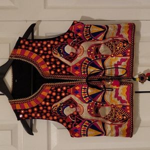 Indian embroidered multicoloured vest, L/XL